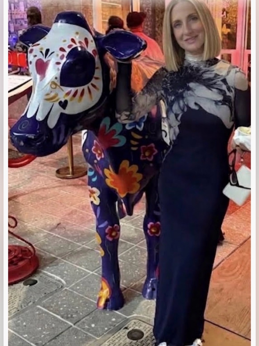 Commense Navy & Ivory Floral Long-Sleeve Bodycon Dress